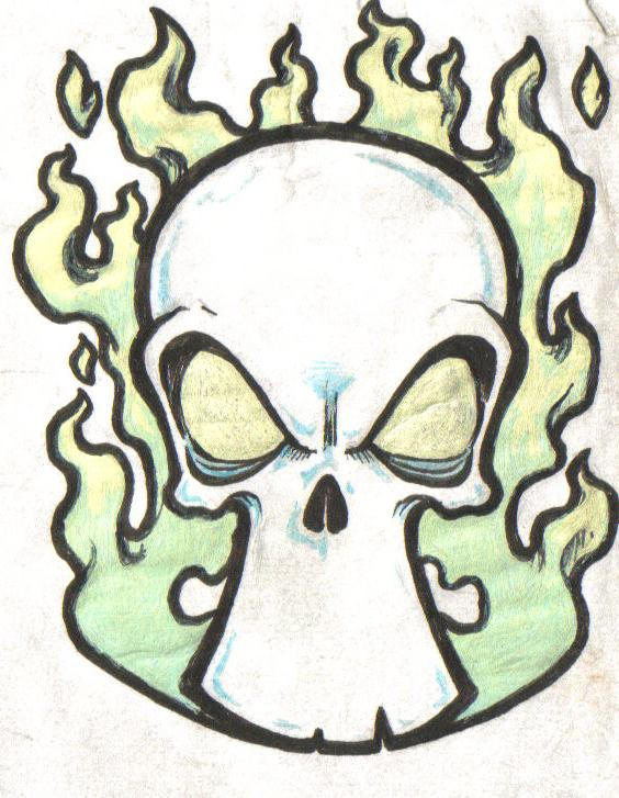 Tattoo Flash Skull and Flames by ~Noma-the-Fox on deviantART