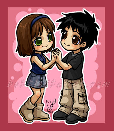 girl and boy holding hands anime. girl and oy holding hands