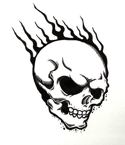 flaming skull tattoos 