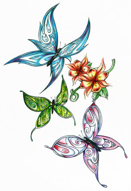 Butterflies for Brandy Set One | Flower Tattoo