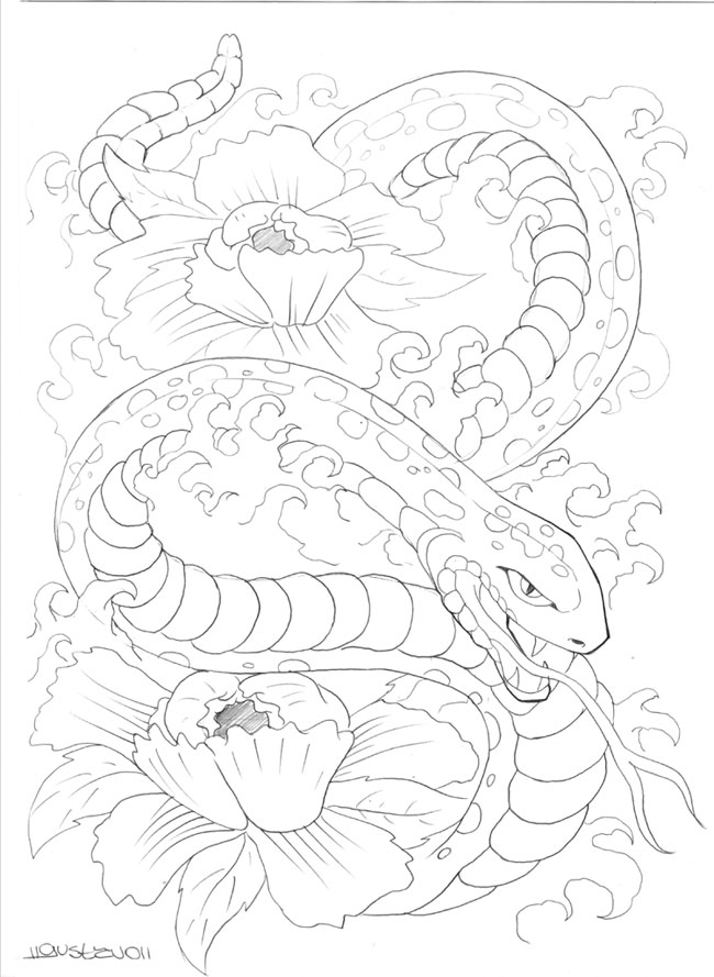 Serpente_Oriental Tattoo | Flower Tattoo
