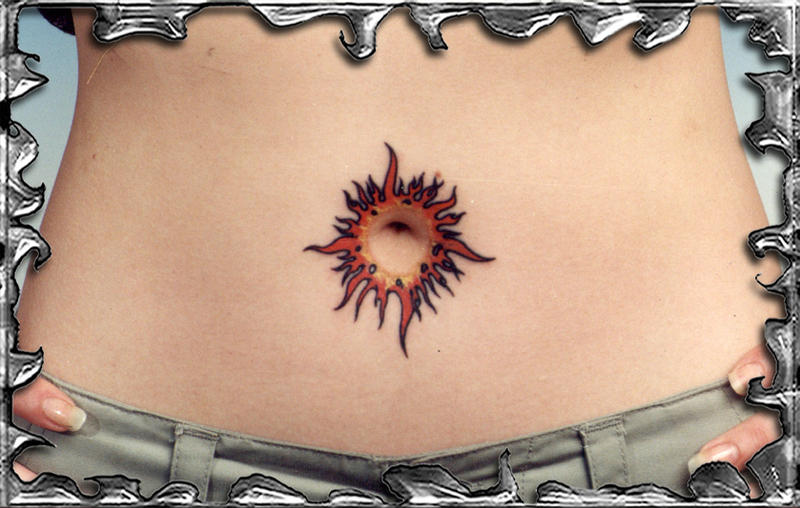 Belly Button Sun - tattoo by