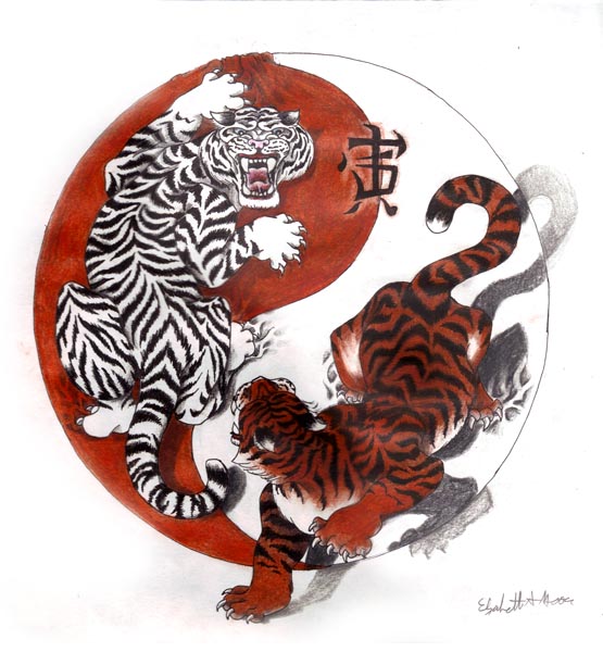 Ying Yang Tiger Tattoo Design