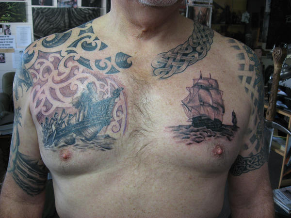 ross's chest full view - chest tattoo