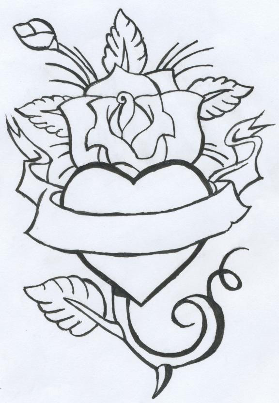 rose and heart tattoos designs. Heart Tattoo Designs rose