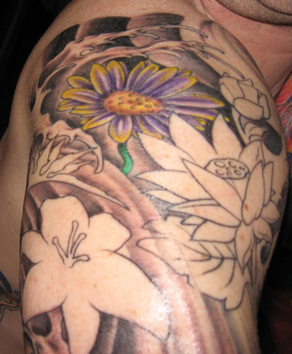 Flower sleeve Update by jkrasher on deviantART floral sleeve tattoo