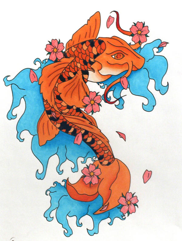 koi fish tattoo. Koi Fish Tattoo-Copic by