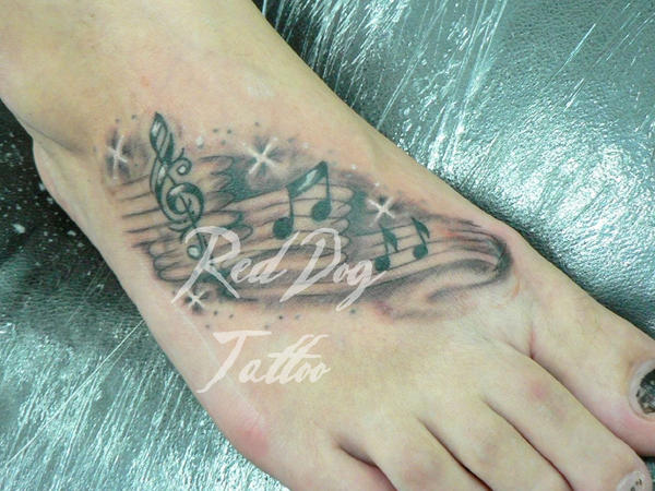 music tattoos on foot. music tattoos. Michelle#39;s foot