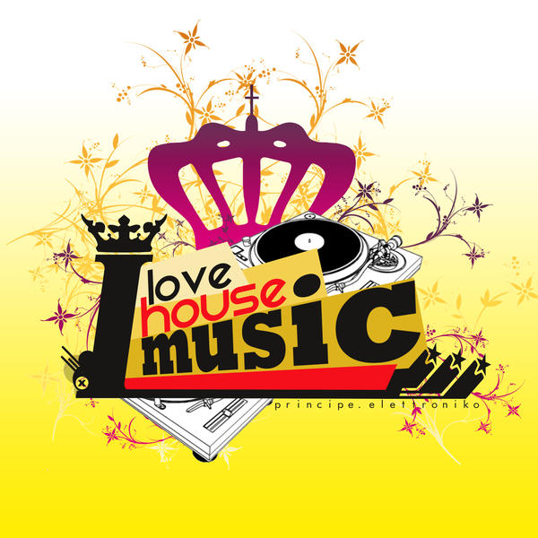 i love house music logo. house music logo.