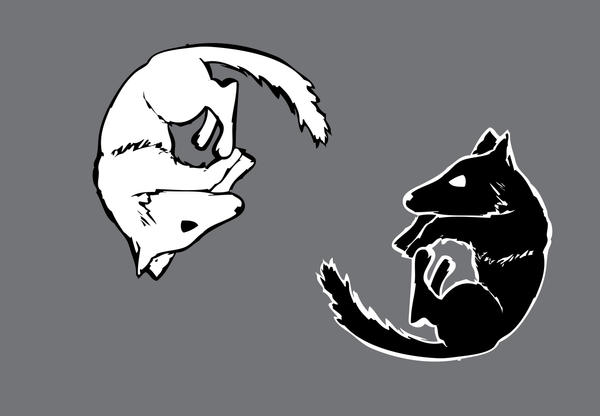 yin and yang tattoo. Wolf Yin Yang Tattoo pair by