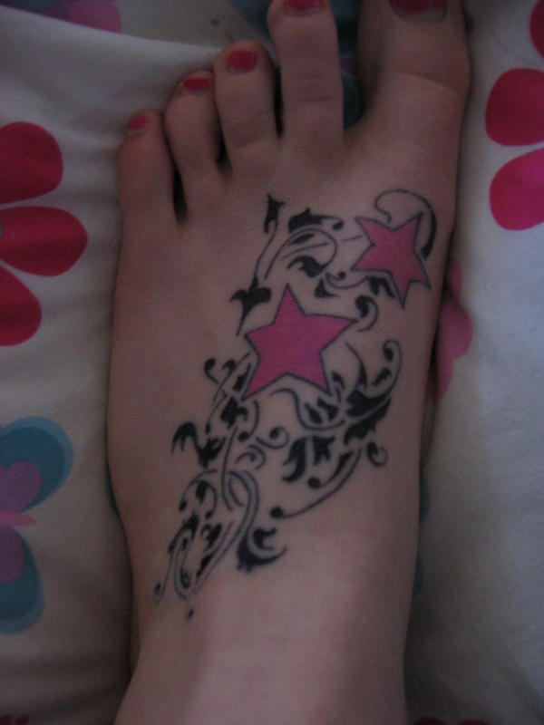 Star foot tattoo design is great for anyone.