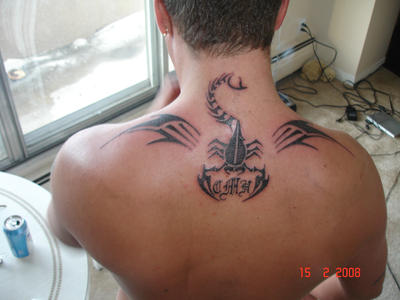Scorpion with shoulder pieces - shoulder tattoo