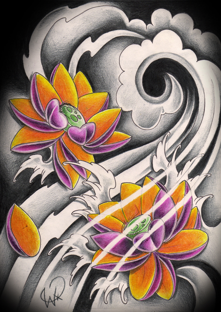 lotus tattoos japanese lotus color