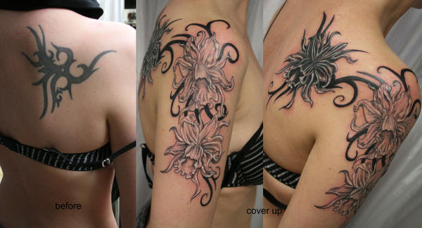 Cover up Flowers Tribal TaT - flower tattoo