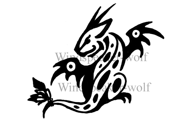 The tribal tattoo dragon in