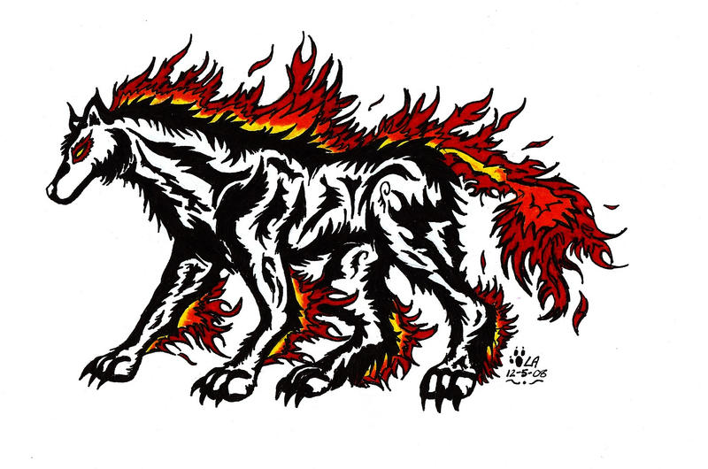 Tribal Fire Wolf Tattoo by LegendaryAirliners on deviantART