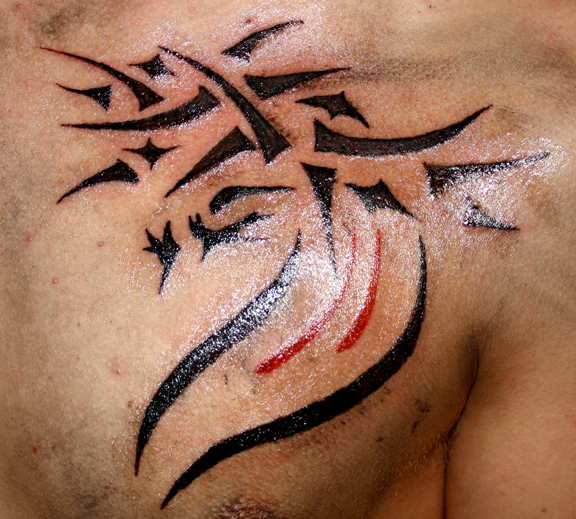Tribal Jesus - chest tattoo
