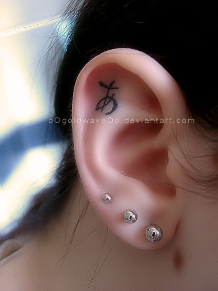 Japanese ear tattoo by oOgoldwaveOo on deviantART