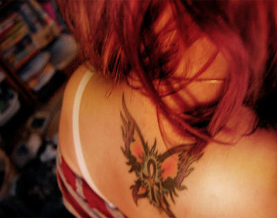 Upper Back Tattoo by Helsinki Harlot