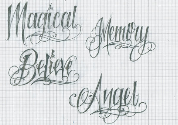 Tattoo Lettering 37 by 12KathyLees12 on deviantART