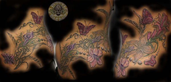 Cover up Flower Tribal Step2 - flower tattoo