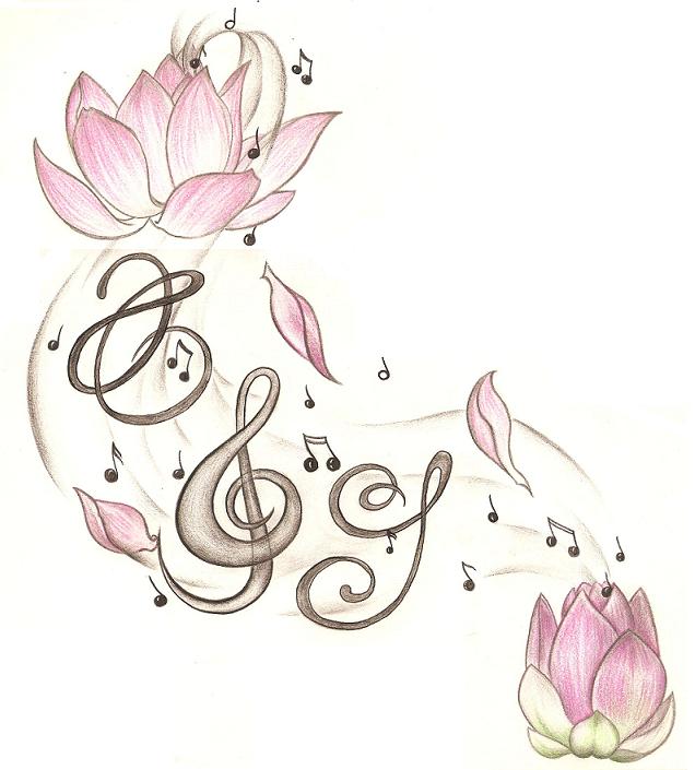 Musical Lotus | Flower Tattoo