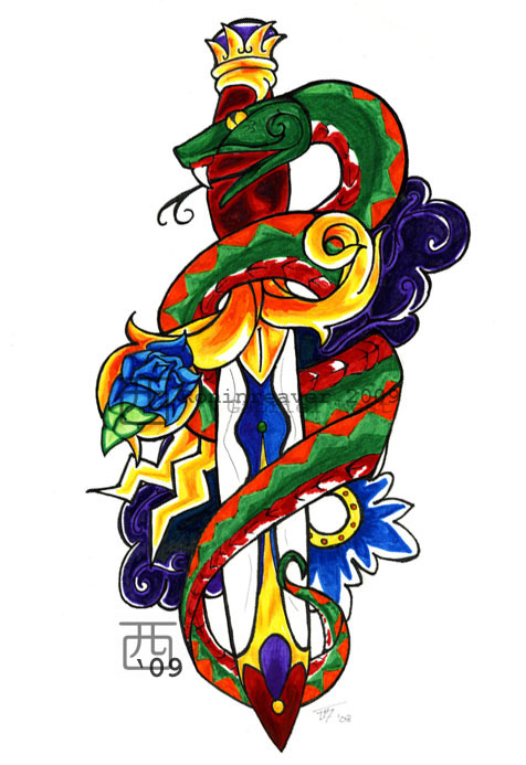 Traditional Snake and Knife by RoninReaver on deviantART