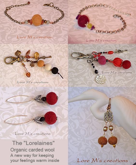 bijoux de laine, Lorelaines, jewels, Lore M