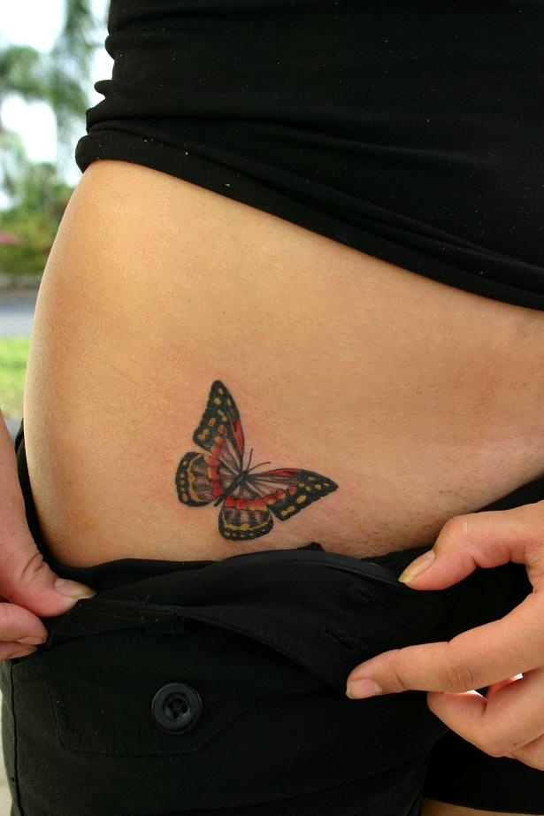 Women Lower Front Butterfly Tattoo