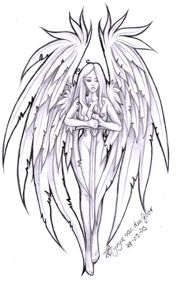 sad angel tattoo. angel tattoo by ~daisyamnell