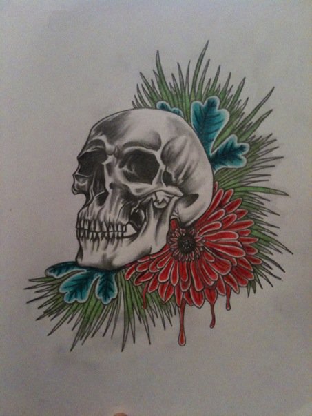 Skull and Flower 2 | Flower Tattoo
