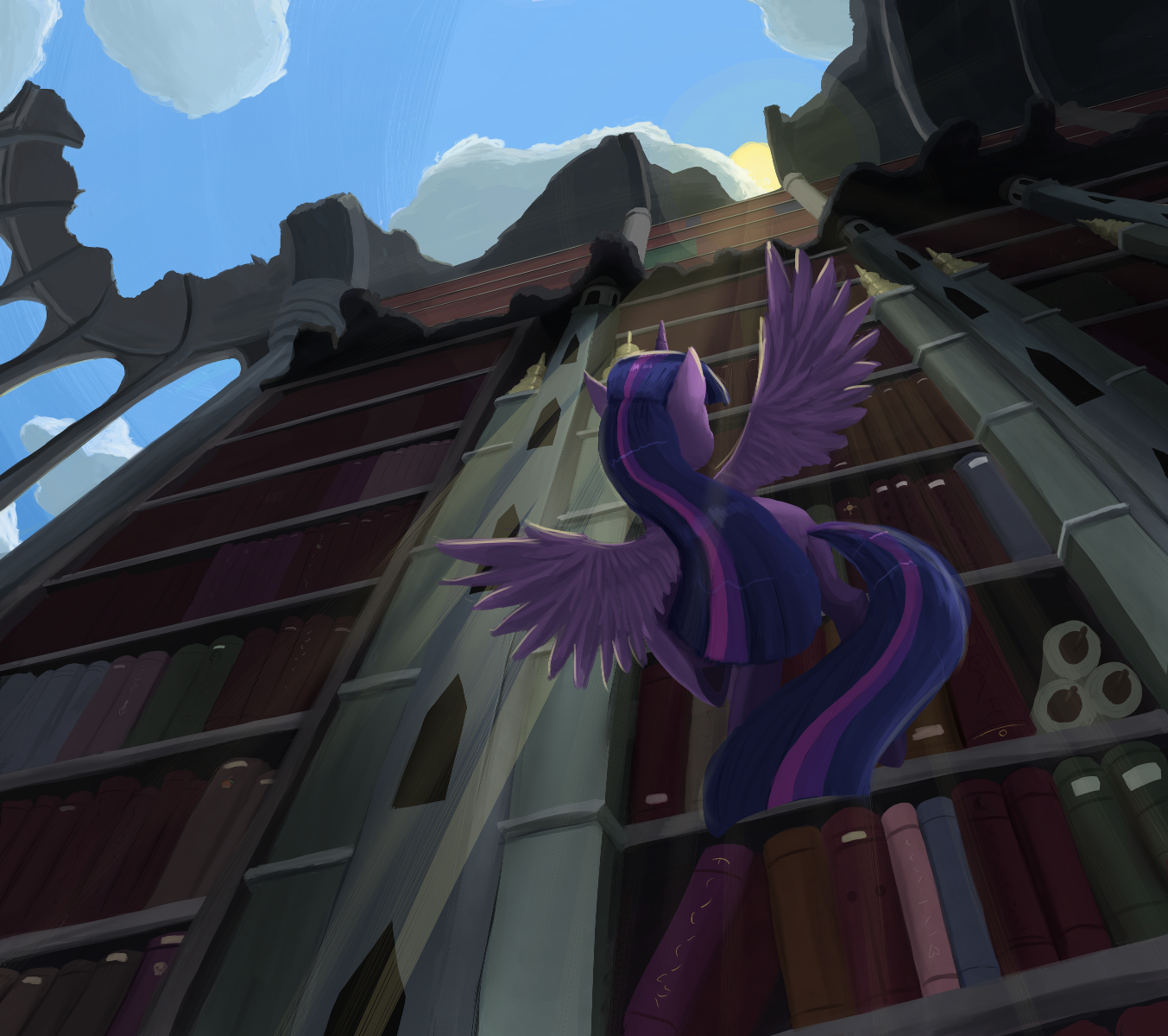 twilight_sparkle_in_the_library_ruins_by