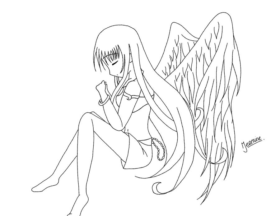 Anime Angel LineArt by TheGirlWithoutAName on DeviantArt