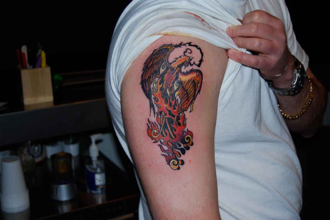 Phoenix tattoo on upper arm by HotWheeler on deviantART phoenix tattoo arm