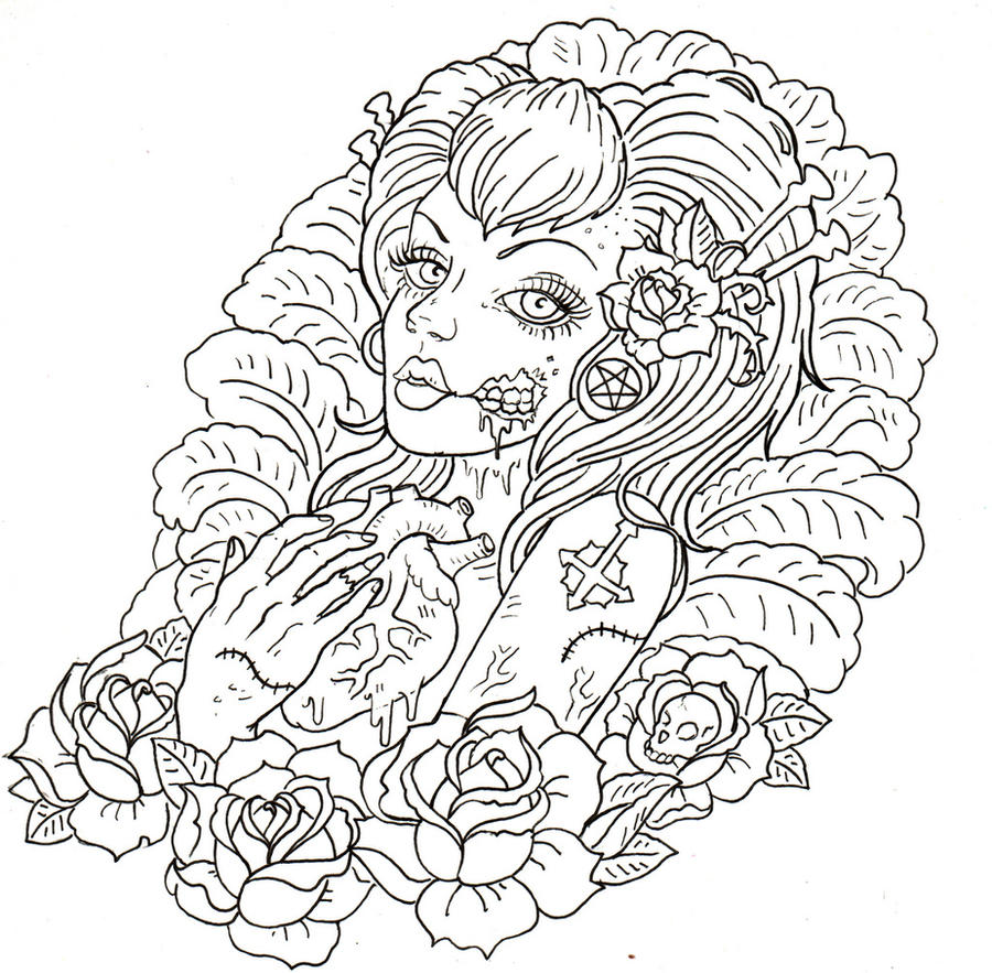 zombie girl coloring pages - photo #22