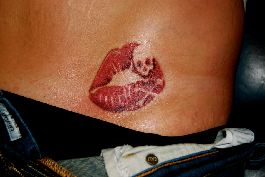 skull tattoos. Lips with skull