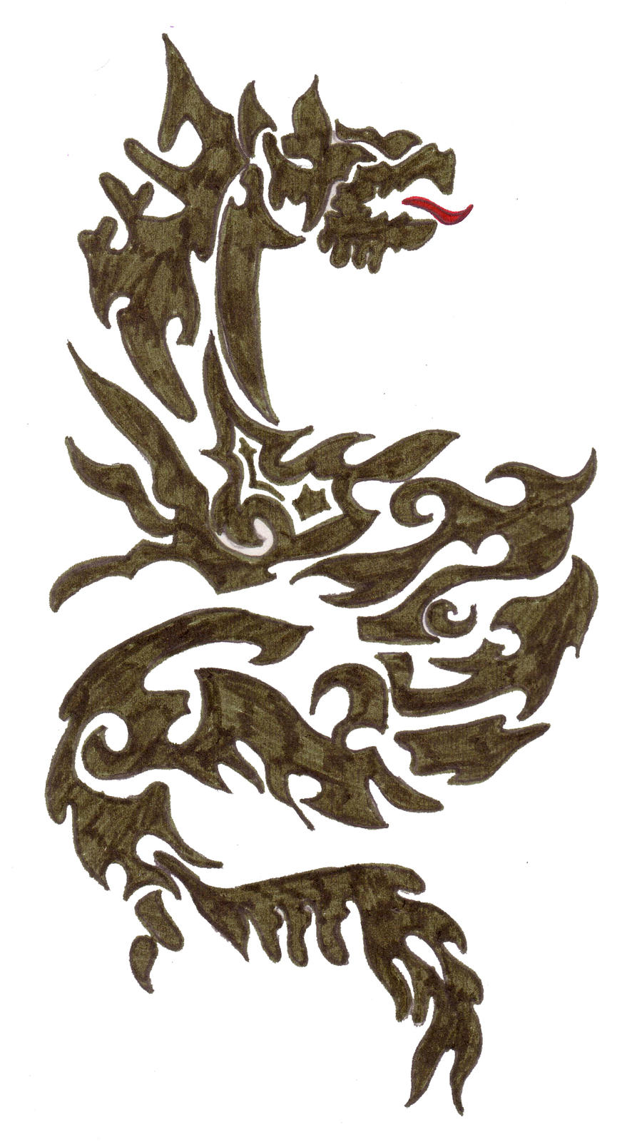 Tribal Dragon Tattoo by