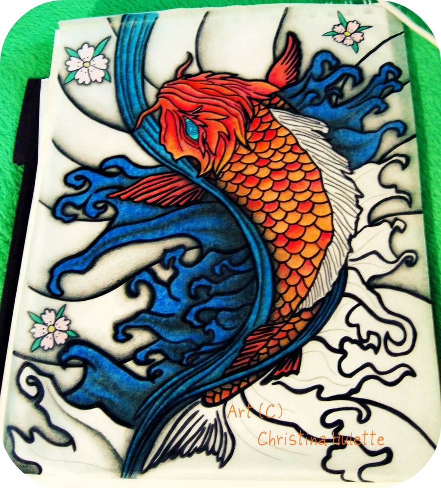 Koi Fish Tattoo Design WIP by