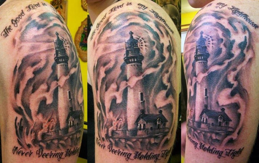 lighthouse tattoo. sleeve tattoo designs