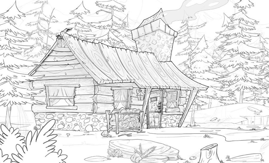 Old Log Cabins Coloring Pages Coloring Pages