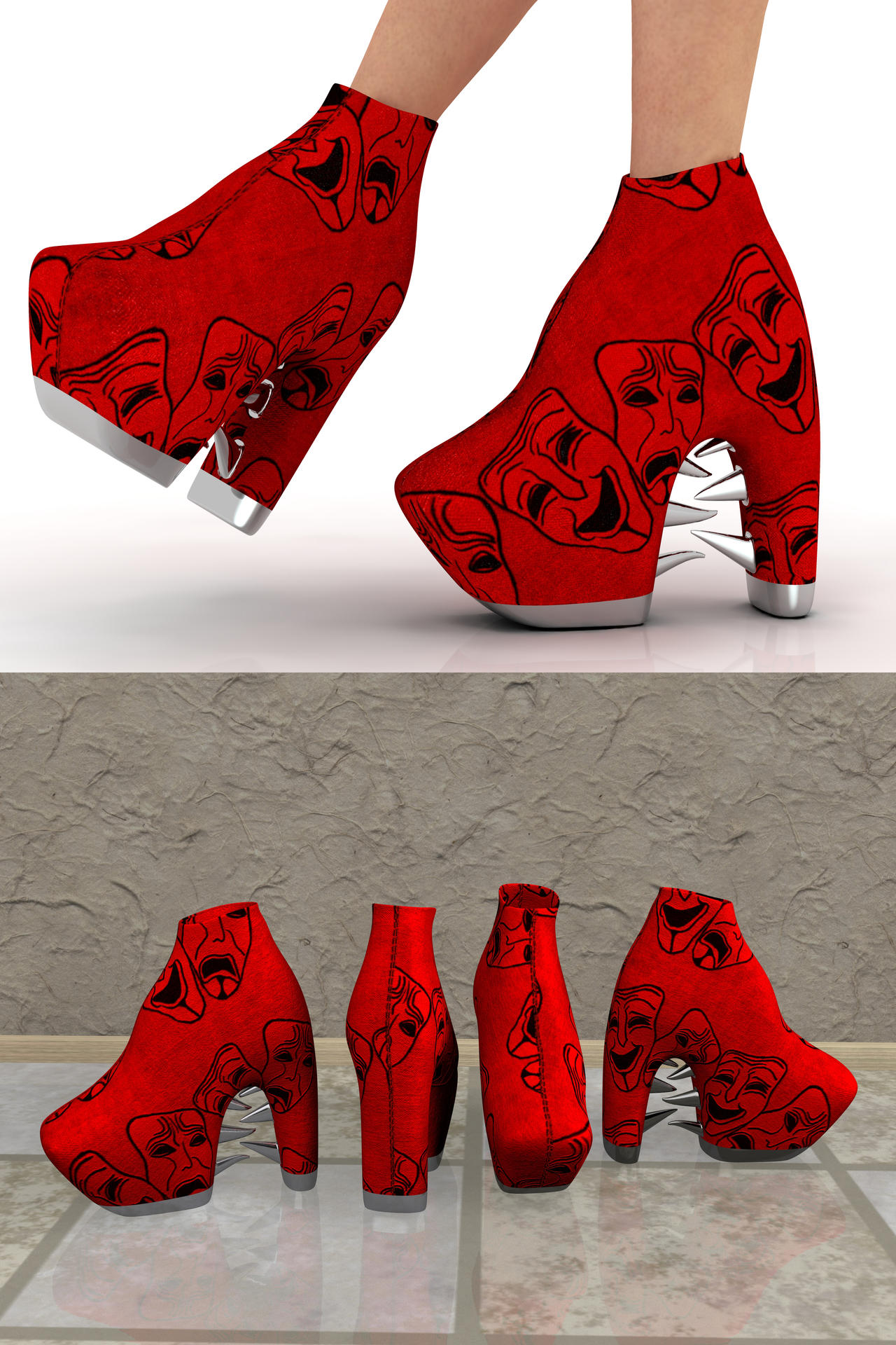Halloween Schuhe in 3D