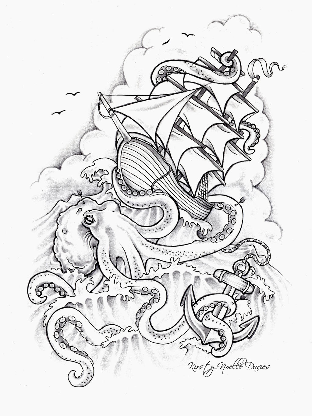 Octopus Tattoo Drawing Designs