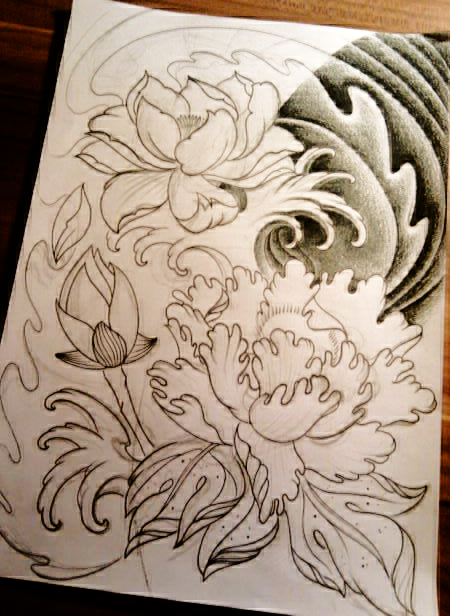 Lotus and peony rose | Flower Tattoo