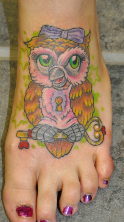 lock and key tattoos. bow tattoos. Owl Lock N Key