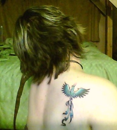 Blue Phoenix Tattoo Back