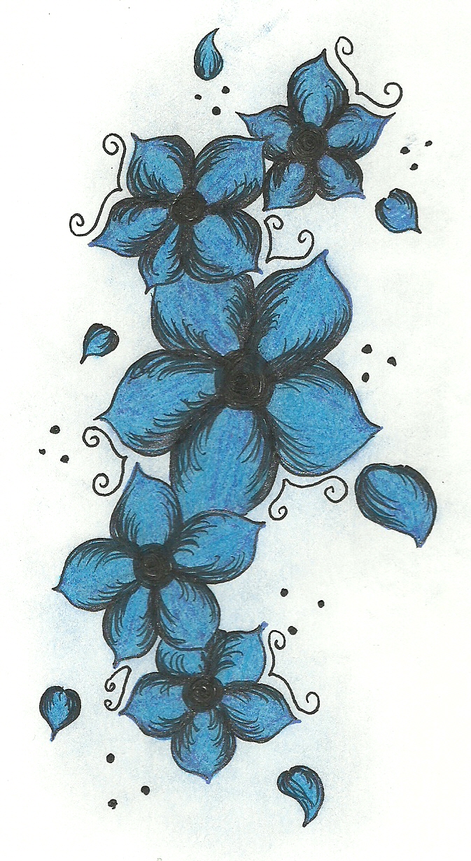 BLUE FLOWERS TATTOO DESIGN by