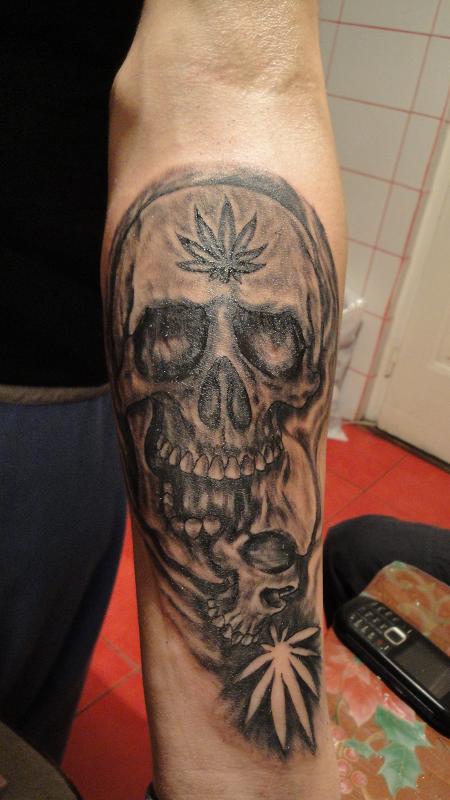 skulls and weed tattoo by Kiddotattoo on deviantART