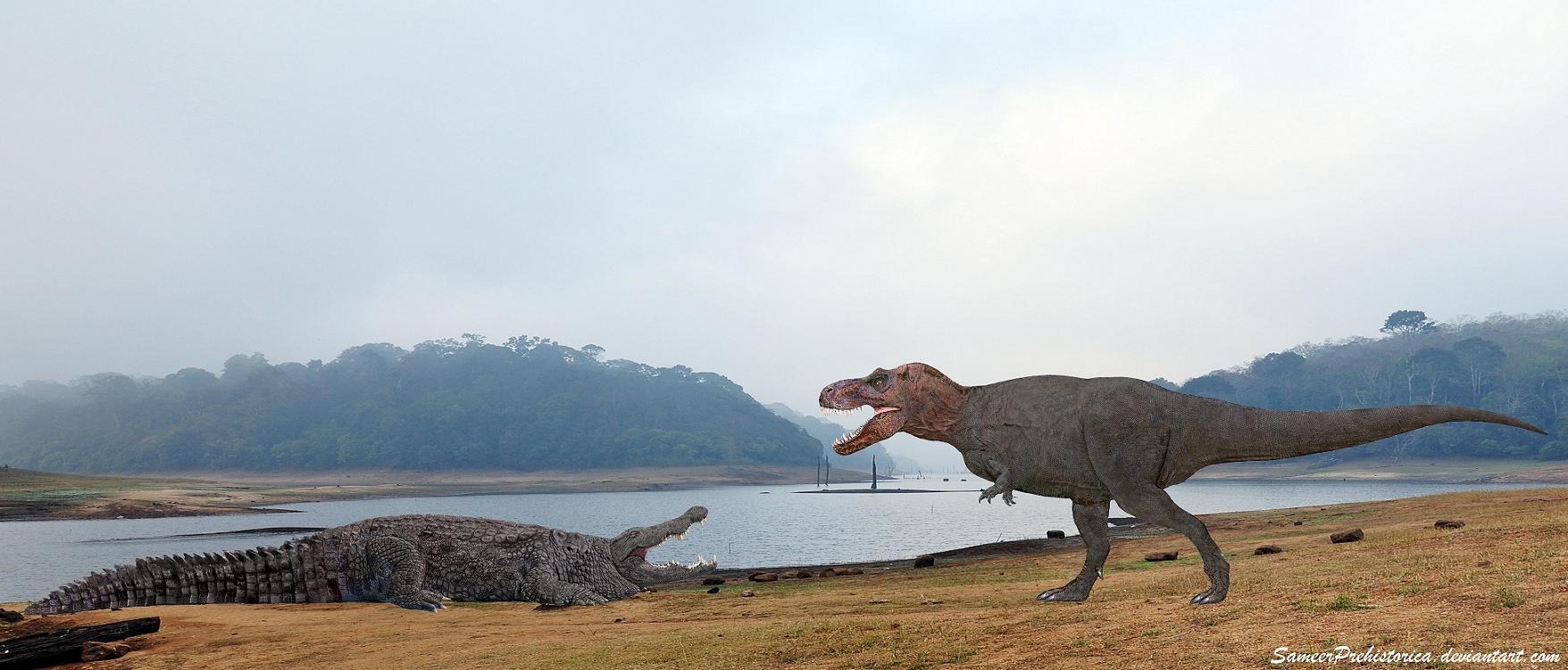 http://fc05.deviantart.net/fs71/f/2013/149/4/5/tyrannosaurus_rex_vs_deinosuchus_by_sameerprehistorica-d5kgagr.jpg