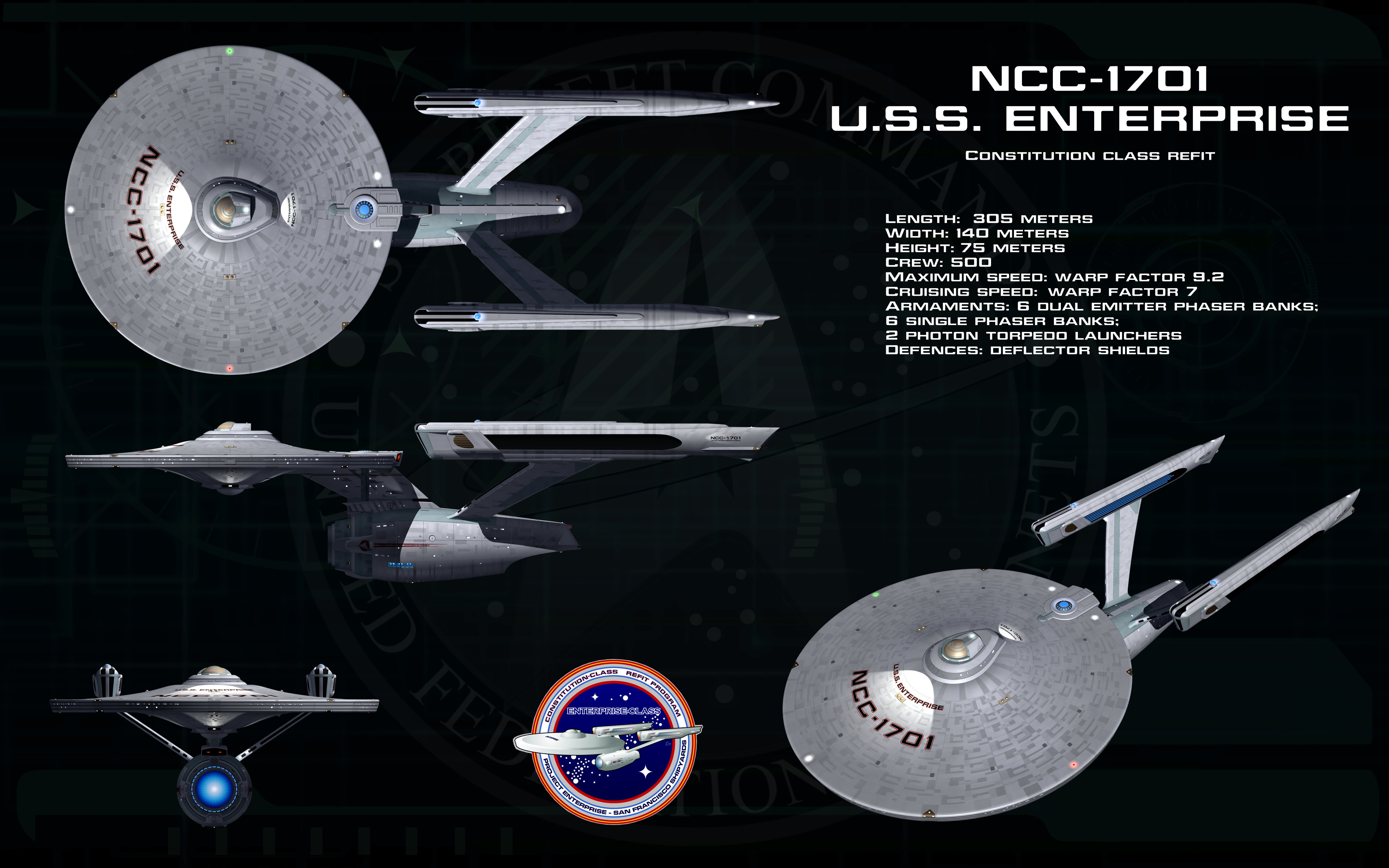 Constitution Refit - NCC - 1701 USS Enterprise by unusualsuspex on