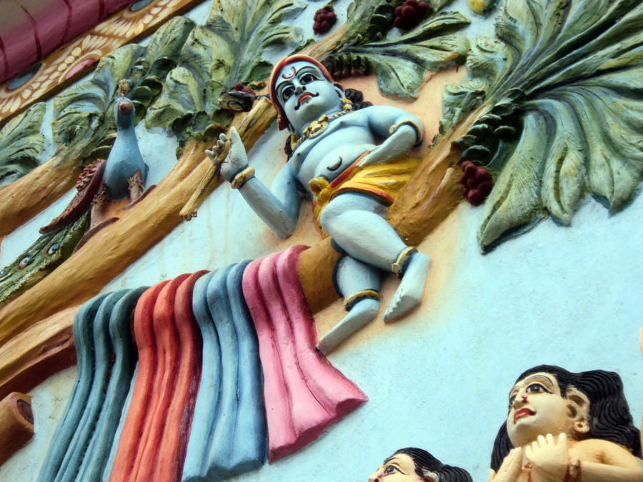 Krishna Spying on a Bathing Radha